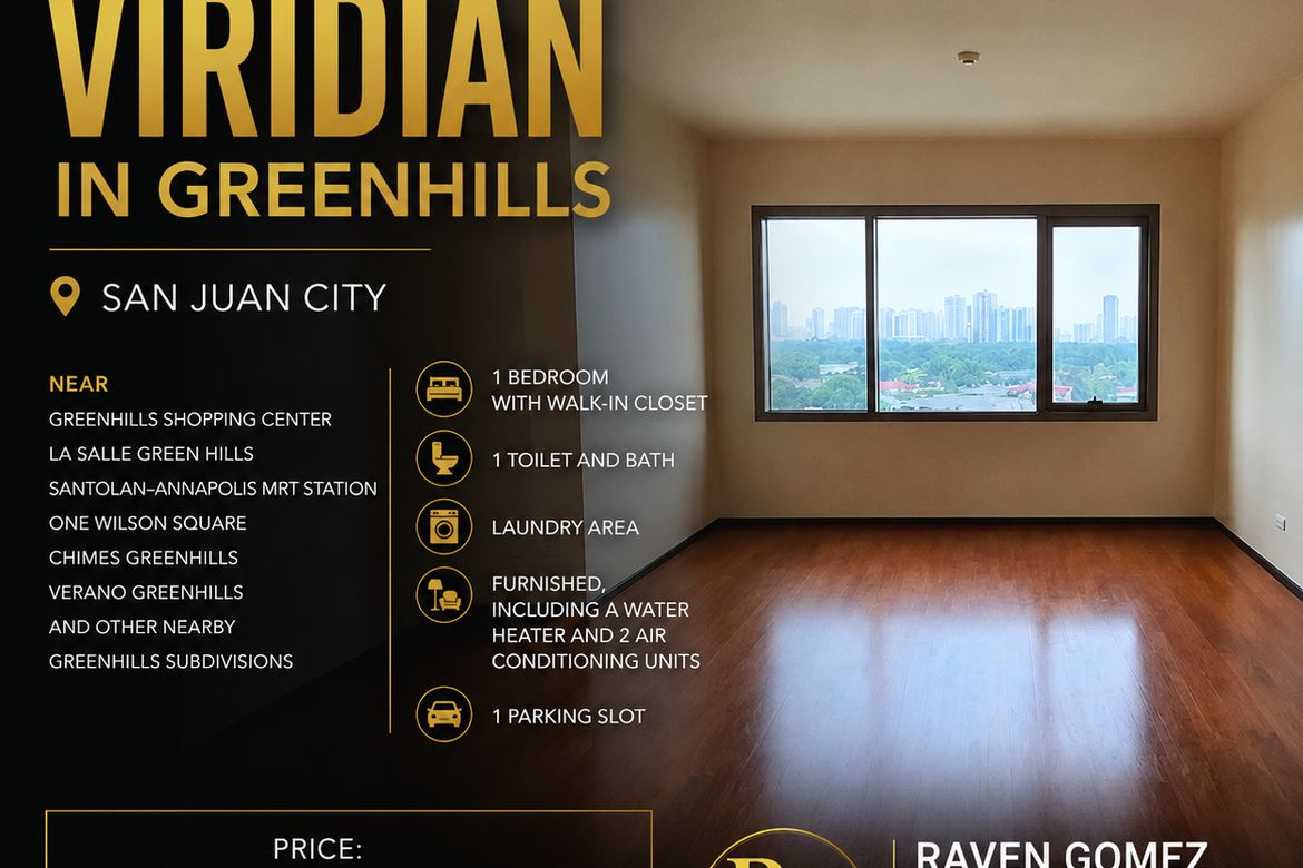 1 Bedroom Condo for Sale in Greenhills, San Juan, Metro Manila near MRT-3 Santolan