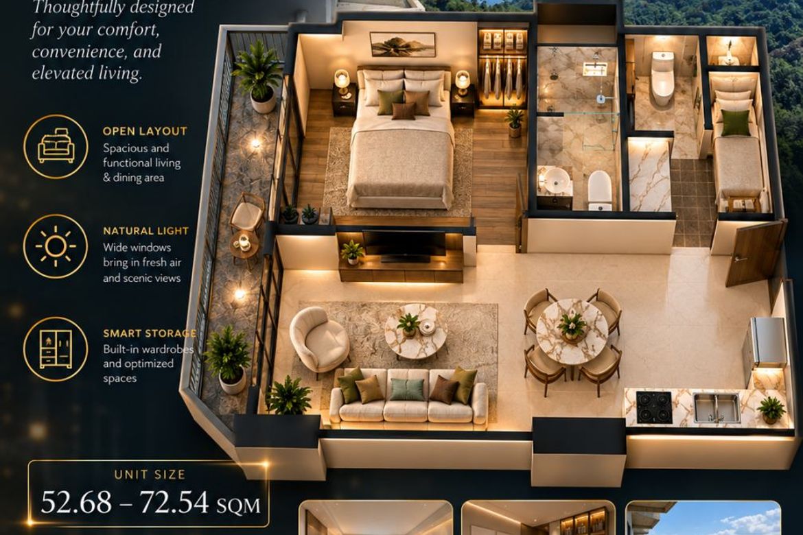 1 Bedroom Condo for Sale in One Tolentino East Residences, Tolentino East, Tagaytay, Cavite