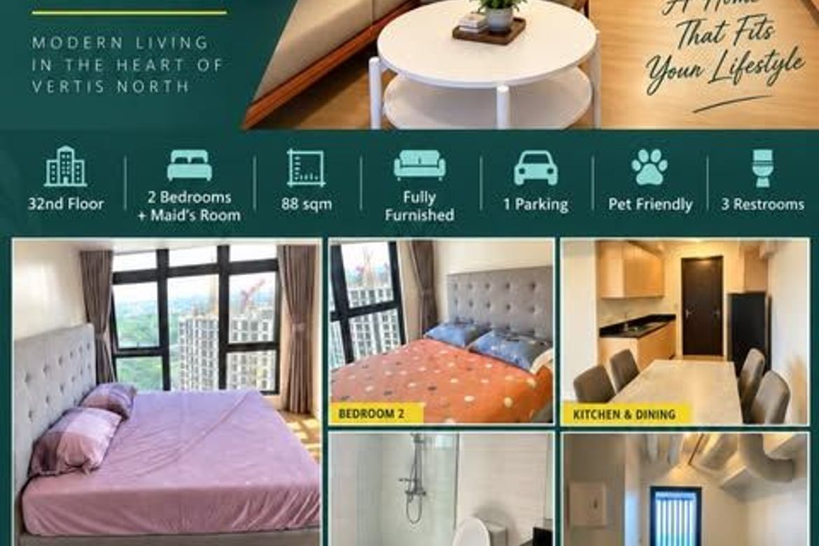2 Bedroom Condo for Rent in Bagong Pag-Asa, Quezon City, Metro Manila near MRT-3 Quezon Avenue