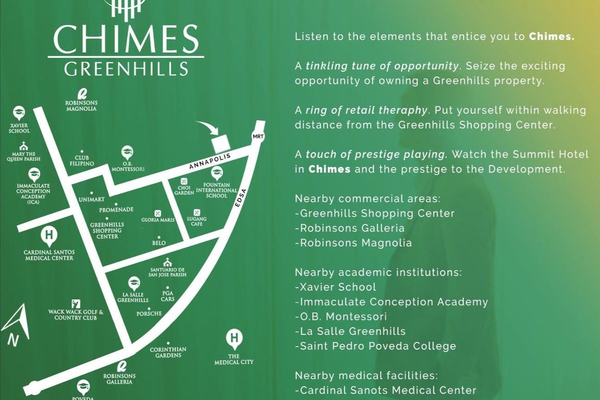 2 Bedroom Condo for Sale in Chimes Greenhills, Greenhills, San Juan, Metro Manila near MRT-3 Santolan