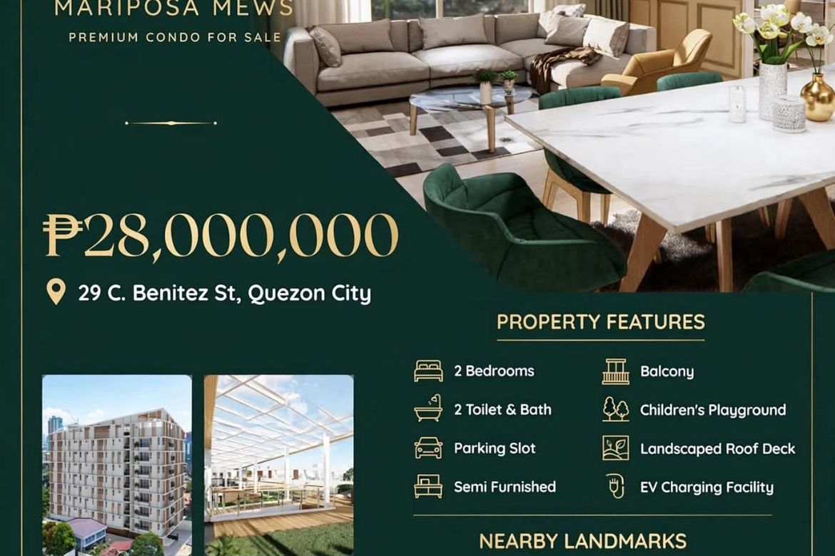 2 Bedroom Condo for Sale in Quezon City, Metro Manila near LRT-2 Betty Go-Belmonte