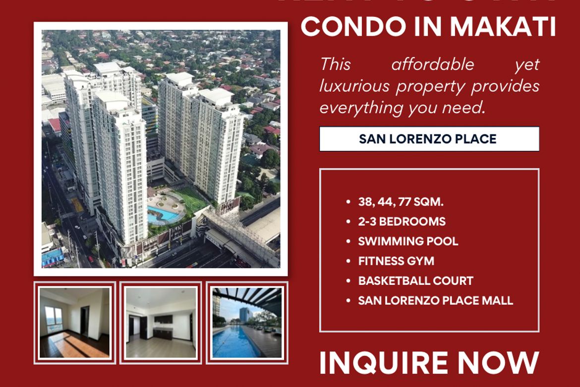 2 Bedroom Condo for Sale in San Lorenzo Place, Bangkal, Makati, Metro Manila near MRT-3 Magallanes