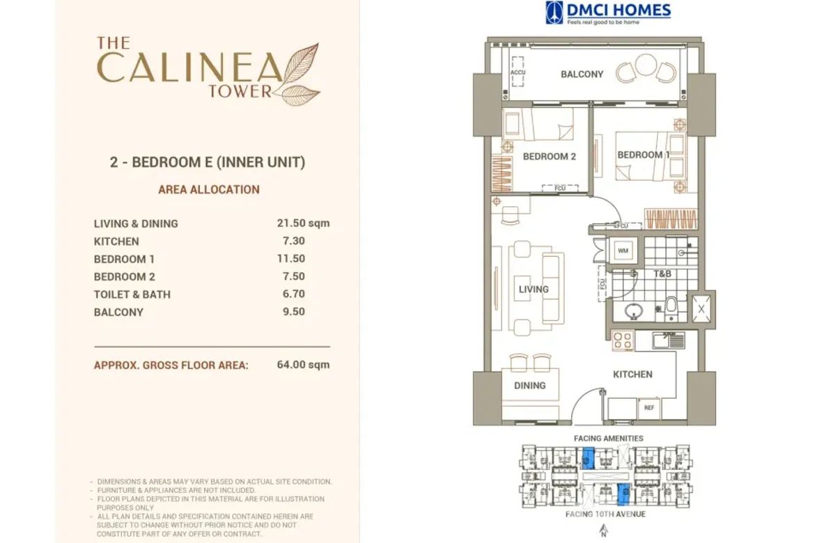 2 Bedroom Condo for Sale in The Calinea Tower, Barangay 91, Caloocan, Metro Manila near LRT-1 Monumento – photo 6