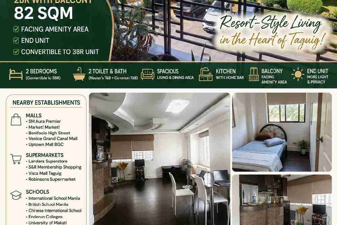 2 Bedroom Condo for Sale in Ususan, Taguig, Metro Manila