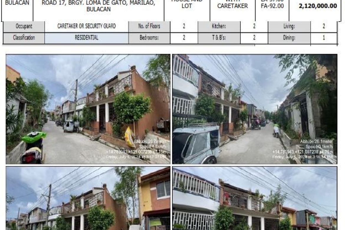 2 Bedroom House for Sale in Loma de Gato, Marilao, Bulacan