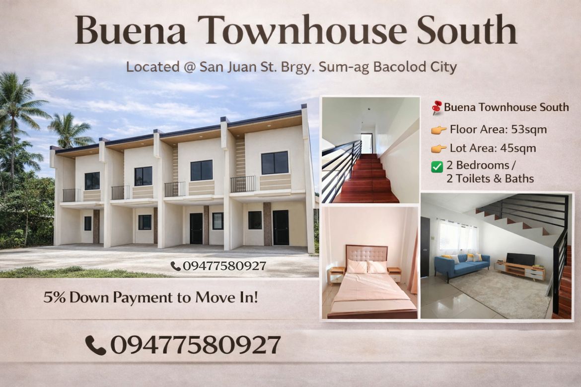 2 Bedroom Townhouse for Sale in Sum-Ag, Bacolod, Negros Occidental