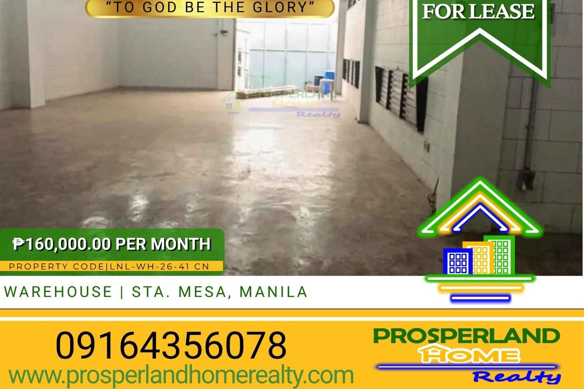 2 Bedroom Warehouse / Factory for Rent in Santa Mesa, Manila, Metro Manila near LRT-2 V. Mapa
