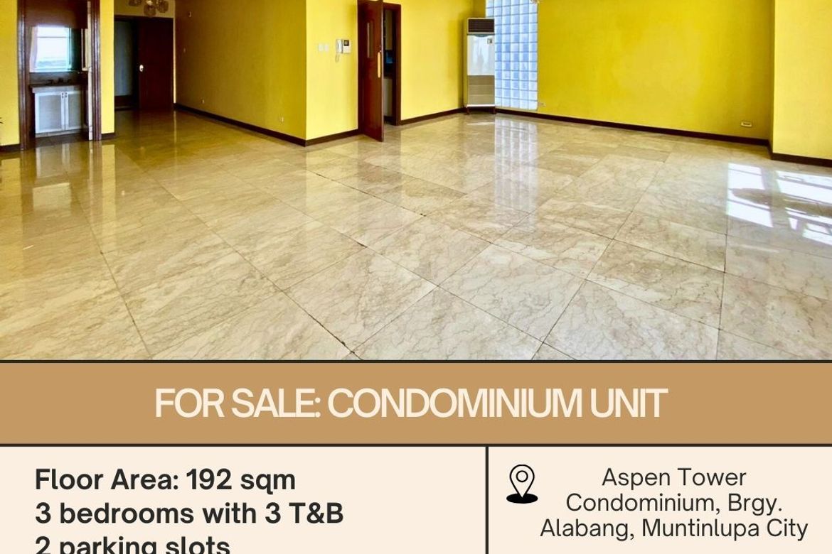 3 Bedroom Condo for Sale in Alabang, Muntinlupa, Metro Manila