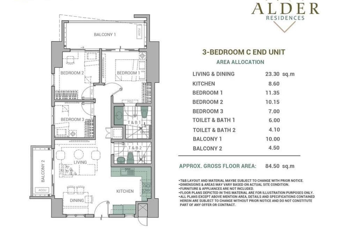 3 Bedroom Condo for Sale in Alder Residences, San Miguel, Taguig, Metro Manila