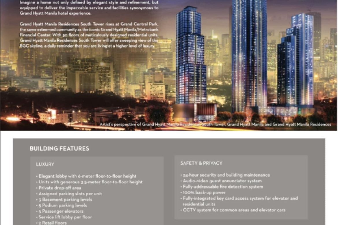 3 Bedroom Condo for Sale in Grand Hyatt Manila Residences, BGC, Taguig – photo 9
