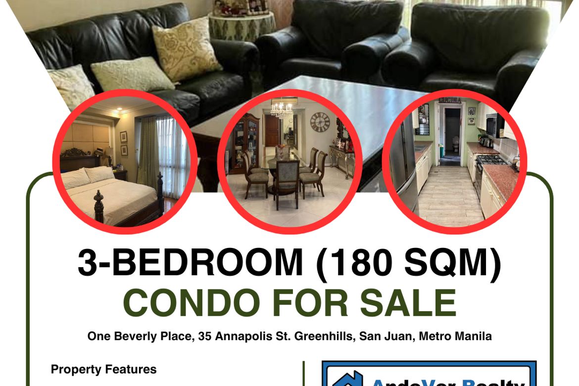 3 Bedroom Condo for Sale in Greenhills, San Juan, Metro Manila near MRT-3 Santolan