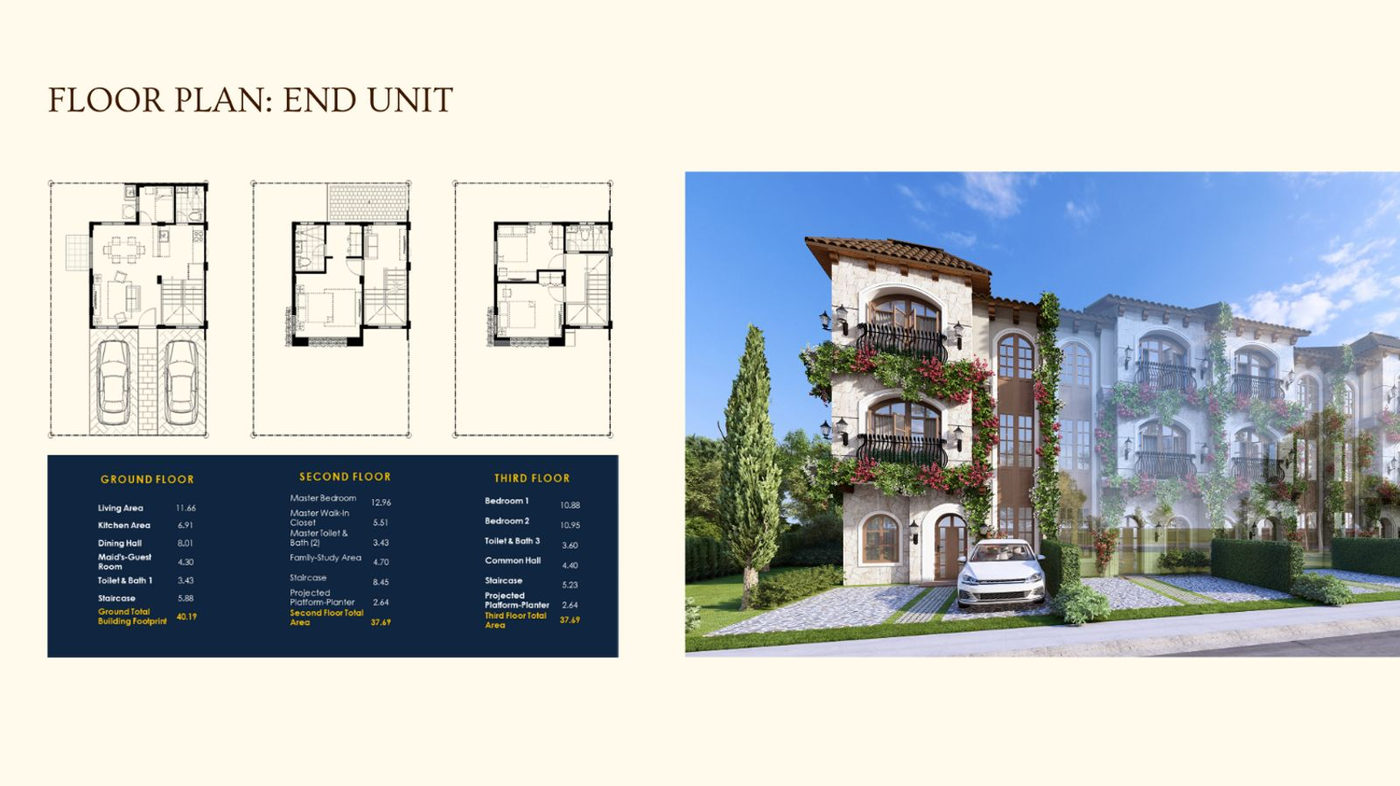 3-Bedroom Townvilla End Unit for Sale in Trieste by Crown Asia, Città Italia, Bacoor, Cavite