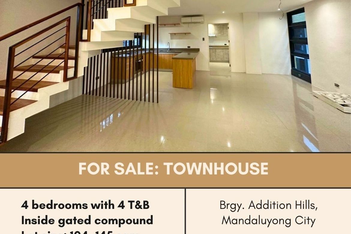 4 Bedroom Townhouse for Sale in Addition Hills, Mandaluyong, Metro Manila