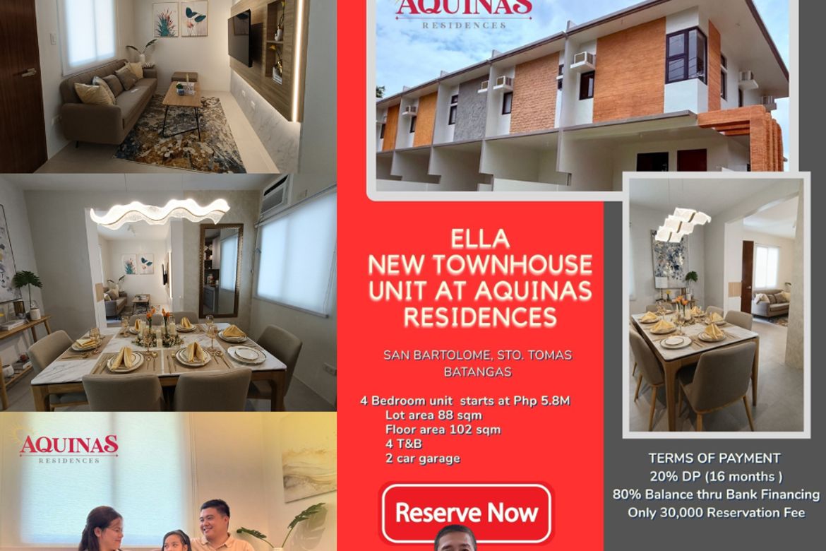 4 Bedroom Townhouse for Sale in San Bartolome, Santo Tomas, Batangas