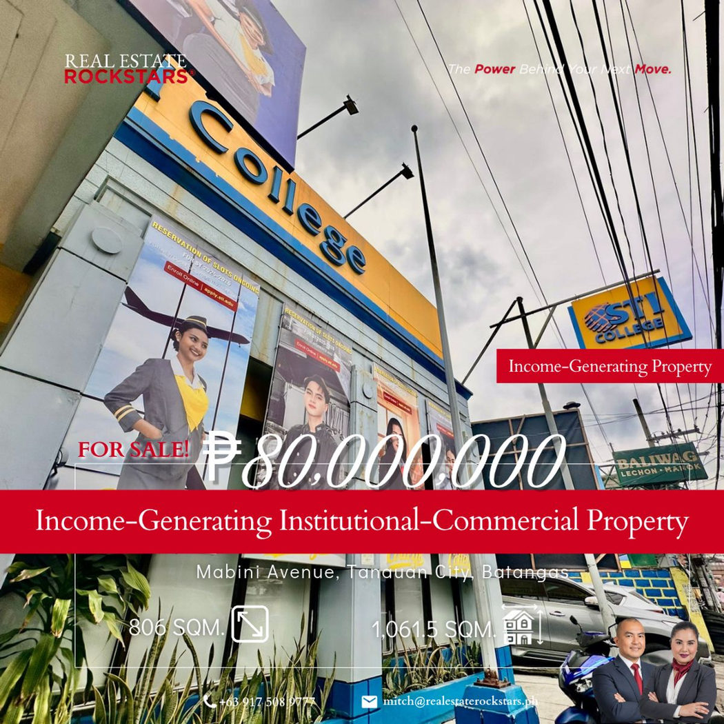 806 SQM Income-Generating Institutional-Commercial Property for Sale in Poblacion, Tanauan, Batangas