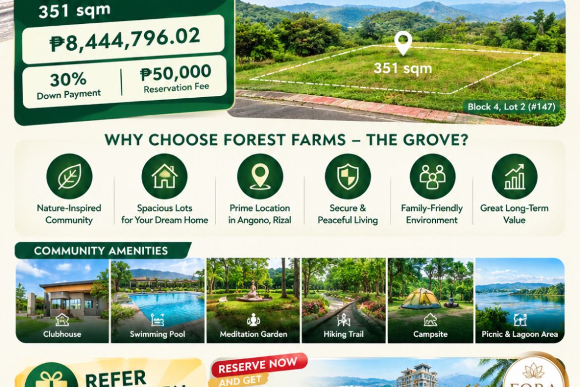 Land for Sale in Forest Farms The Grove, Mahabang Parang, Angono, Rizal