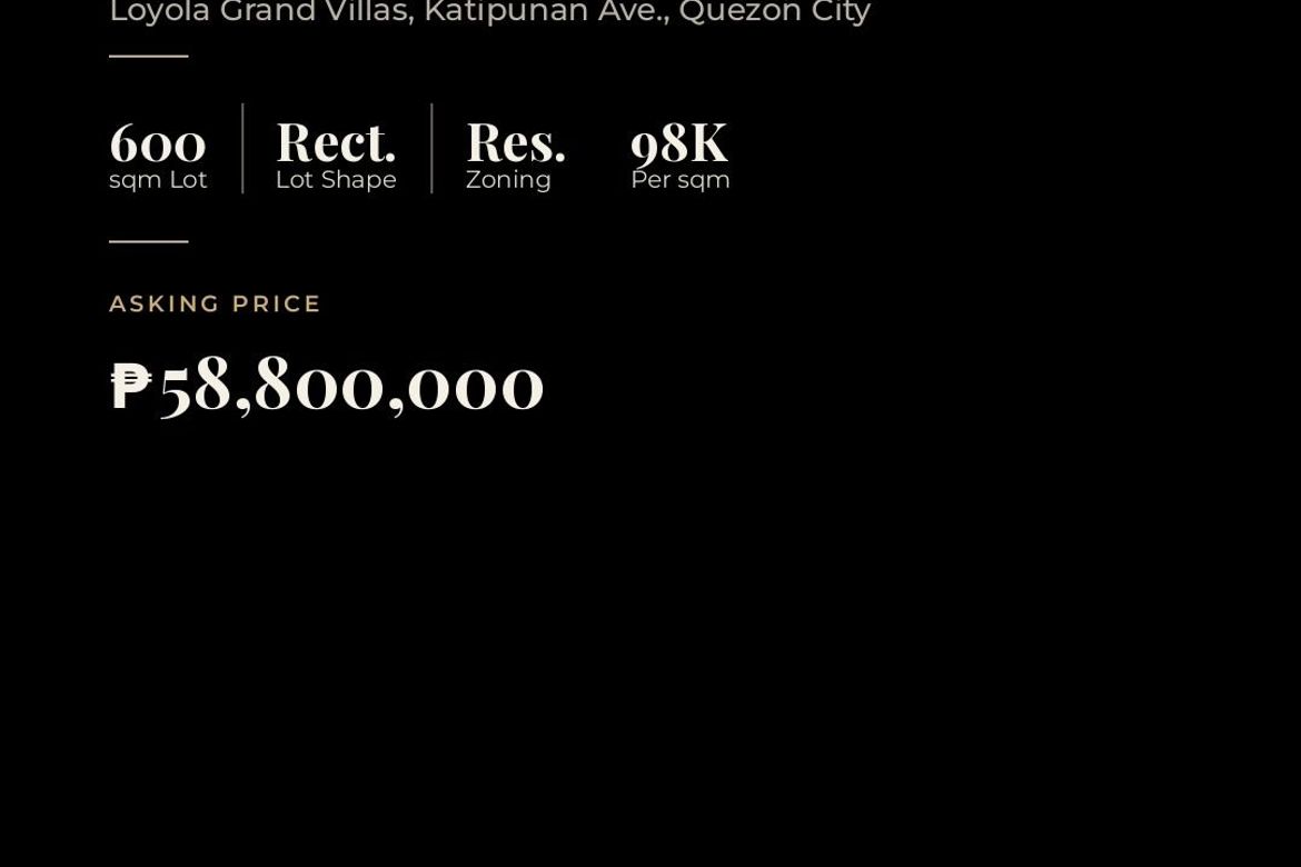 Land for Sale in LOYOLA GRAND VILLAS, Ramon Magsaysay, Quezon City, Metro Manila near LRT-1 Roosevelt – photo 4