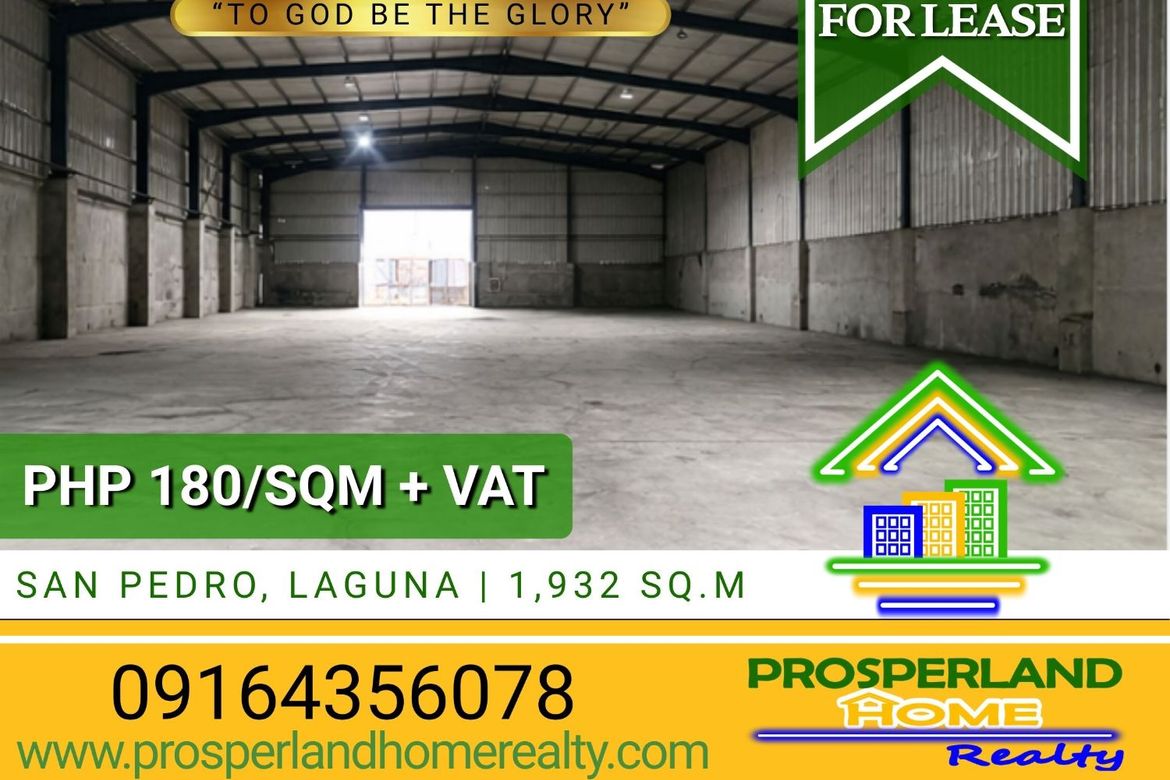 Warehouse / Factory for Rent in San Roque, San Pedro, Laguna