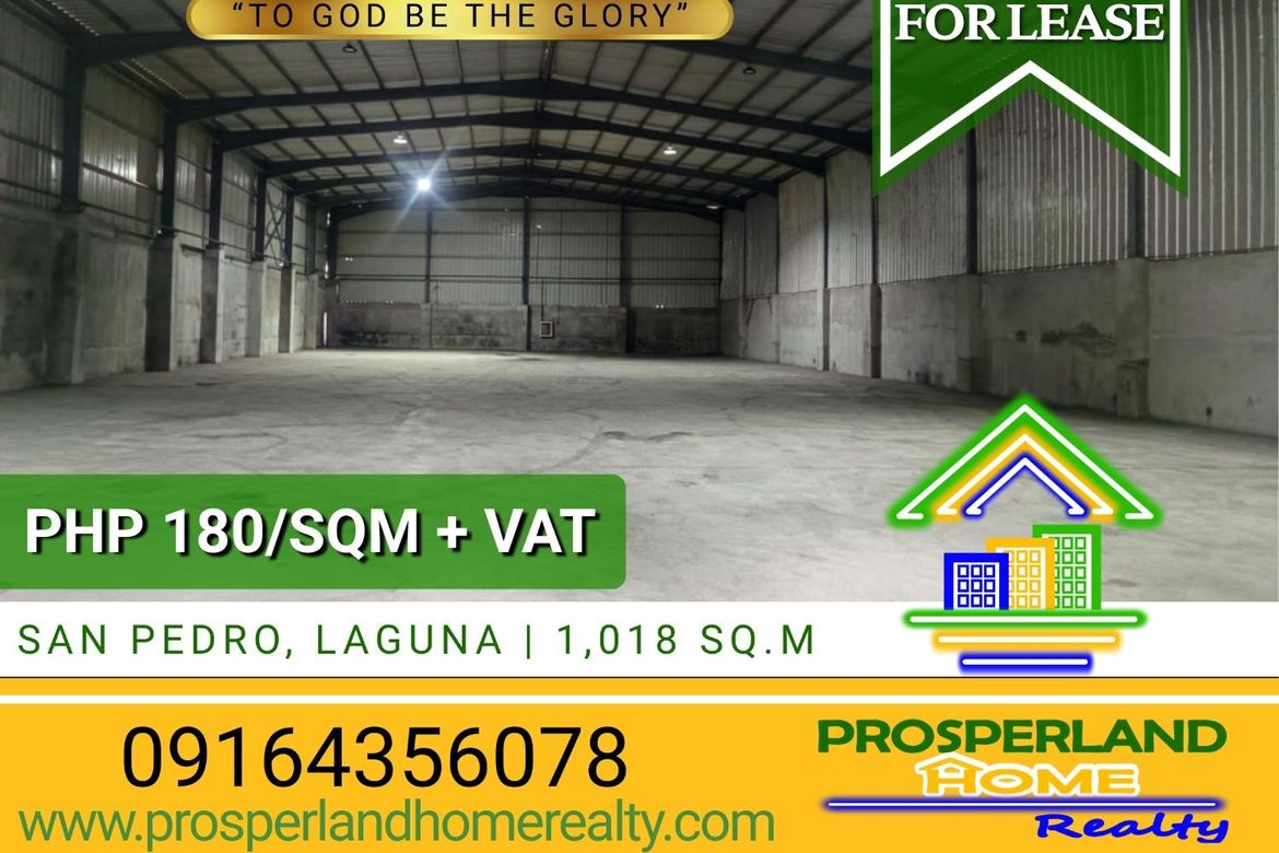 Warehouse / Factory for Rent in San Roque, San Pedro, Laguna